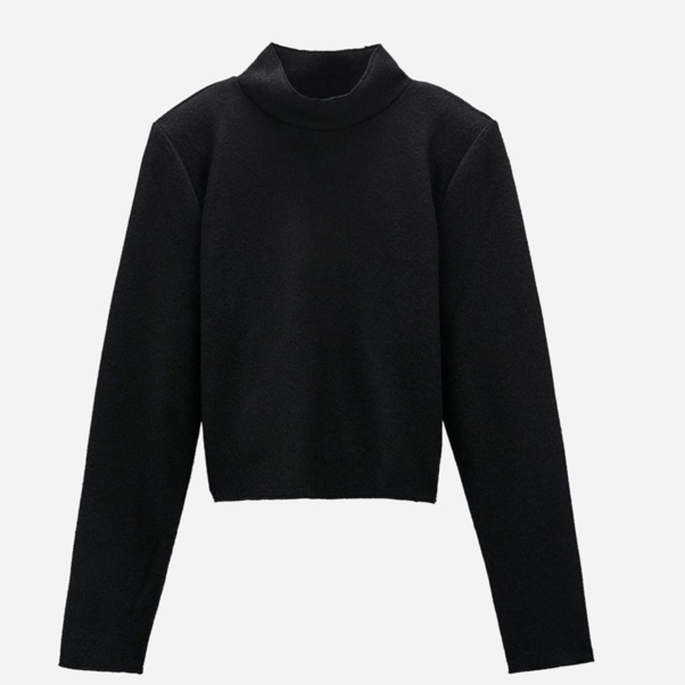 Zara Black Turtleneck Sweater with shoulder pads